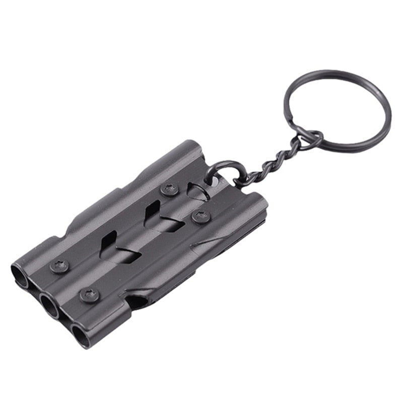 Triple Piped Emergency Survival Whistle Keychain