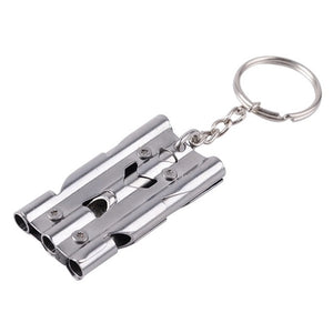 Triple Piped Emergency Survival Whistle Keychain
